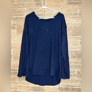 Felina Navy Blue Marled Long Sleeve High-Low Tunic Top - XXL